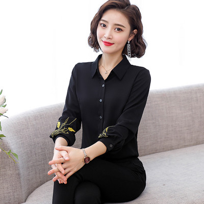 Új modell női ing klasszikus gallérral és ujjhímzéssel