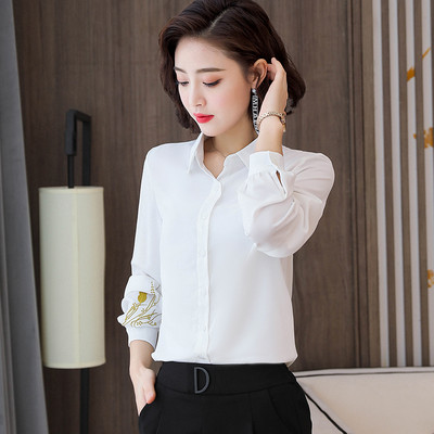 Új modell női ing klasszikus gallérral és ujjhímzéssel