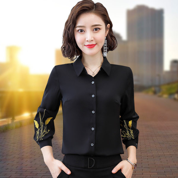 Új modell női ing klasszikus gallérral és ujjhímzéssel