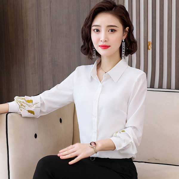 Új modell női ing klasszikus gallérral és ujjhímzéssel