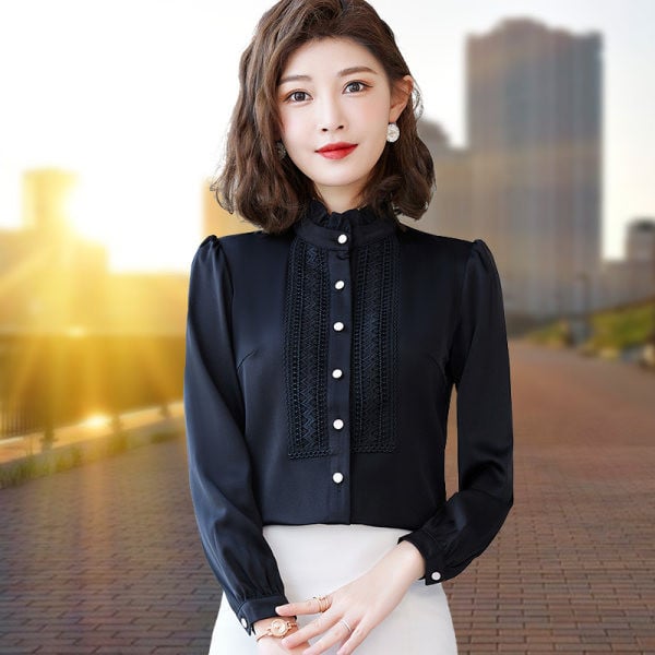 Elegantne pikkade varrukate ja tikandiga särk