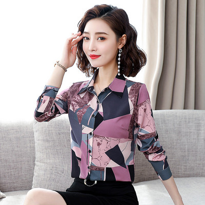 Naiste elegantne lillemotiivide ja klassikalise kraega särk