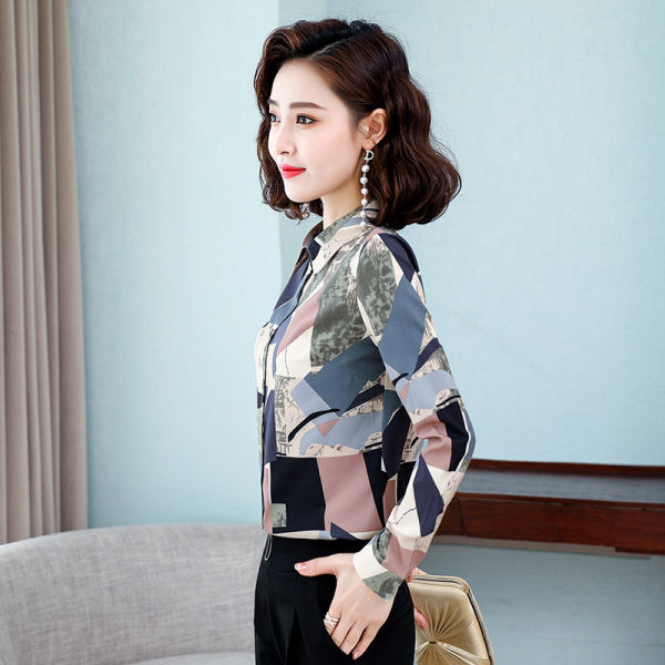 Naiste elegantne lillemotiivide ja klassikalise kraega särk