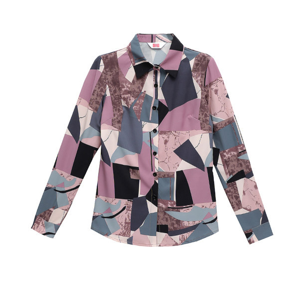 Naiste elegantne lillemotiivide ja klassikalise kraega särk