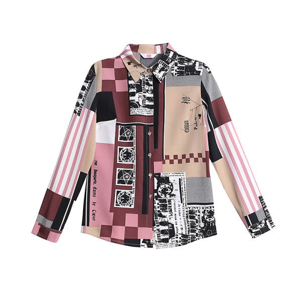 Naiste elegantne klassikalise krae ja lillemotiividega särk