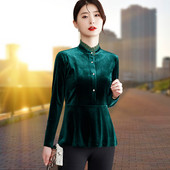 Új modell női bársony ing alacsony gallérral