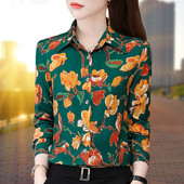 Dámska jesenná košeľa s dlhým rukávom a gombíkmi