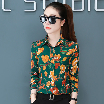 Dámska jesenná košeľa s dlhým rukávom a gombíkmi