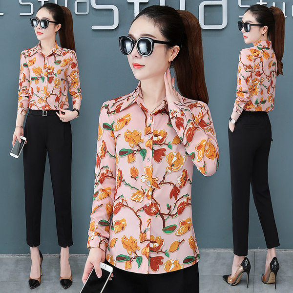 Dámska jesenná košeľa s dlhým rukávom a gombíkmi