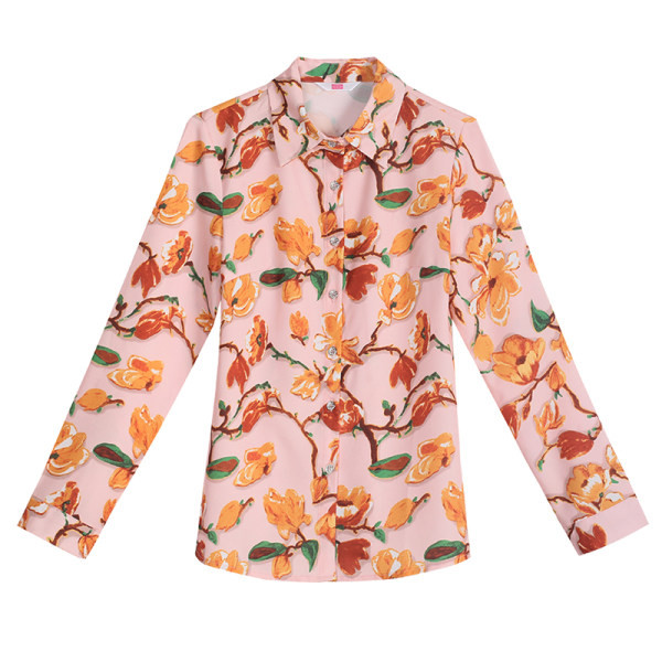 Dámska jesenná košeľa s dlhým rukávom a gombíkmi