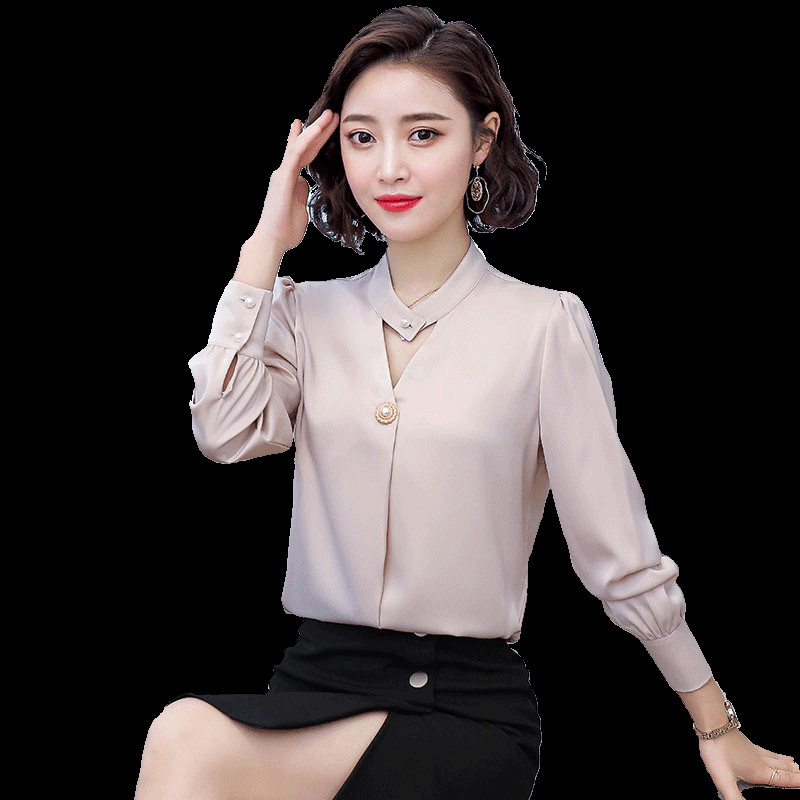 Elegantiški moteriški marškiniai su sagomis ir dekoratyviniais perlais