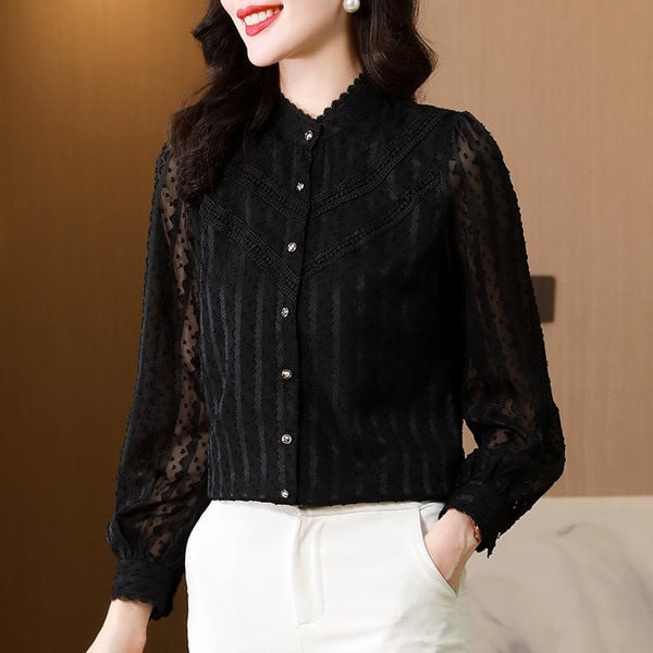 Naiste elegantne tikandiga särk – kahes värvitoonis