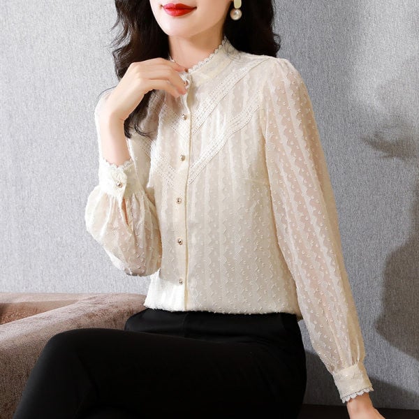 Naiste elegantne tikandiga särk – kahes värvitoonis