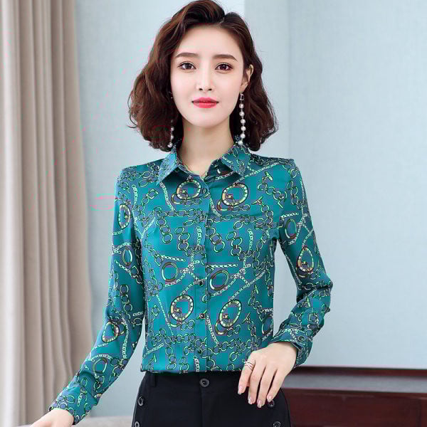 Uut mudelit pikkade varrukatega naiste särk - rohelist ja sinist värvi