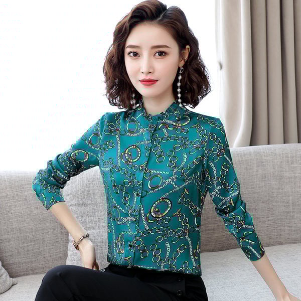 Uut mudelit pikkade varrukatega naiste särk - rohelist ja sinist värvi