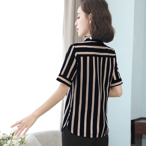 Naiste pikkade varrukatega triibuline kraega särk