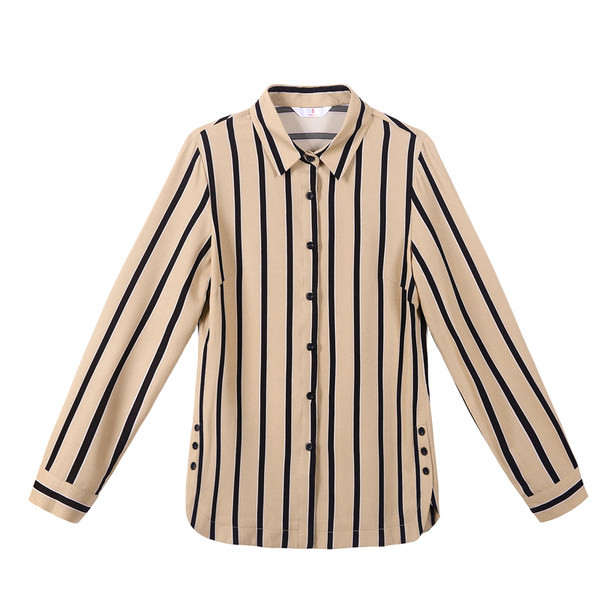 Naiste pikkade varrukatega triibuline kraega särk