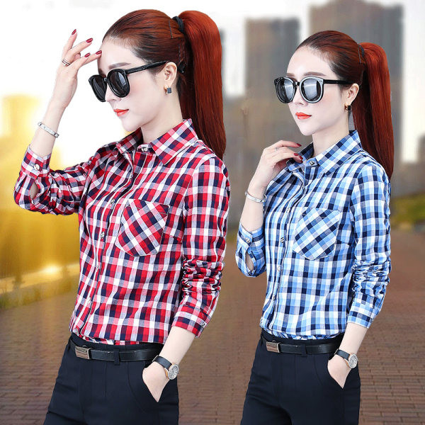 Ženska prugasta košulja s džepom i gumbima