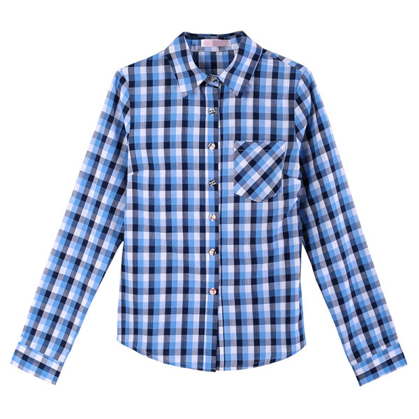 Ženska prugasta košulja s džepom i gumbima