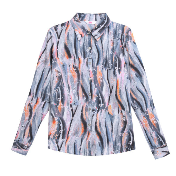 Spalvingi moteriški marškiniai klasikine apykakle