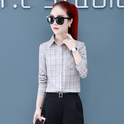 Női klasszikus kockás ing zsebbel