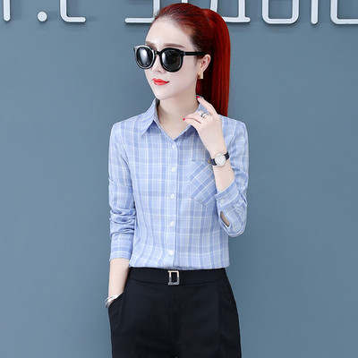 Női klasszikus kockás ing zsebbel