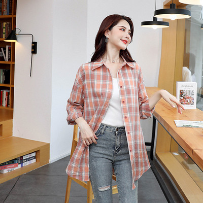 Cămașă damă în carouri cu nasturi