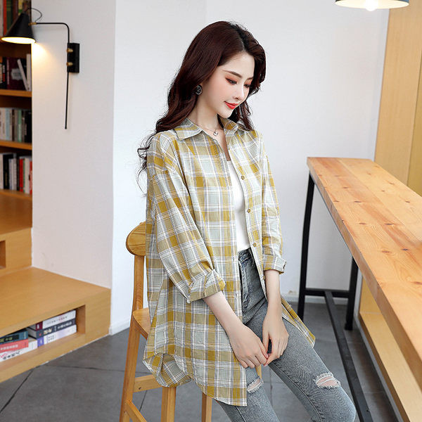 Cămașă damă în carouri cu nasturi