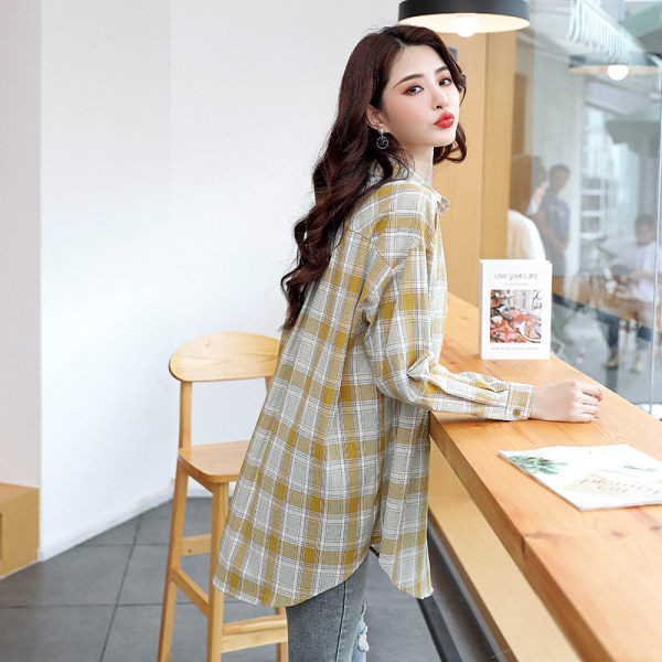 Cămașă damă în carouri cu nasturi