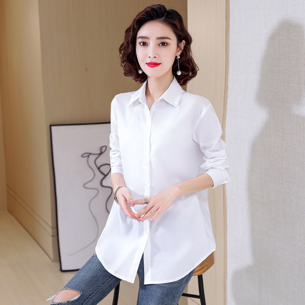 Új modell női hosszú ing klasszikus gallérral - fehér és kék színben