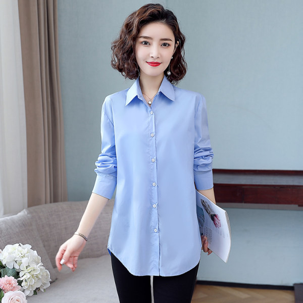 Új modell női hosszú ing klasszikus gallérral - fehér és kék színben