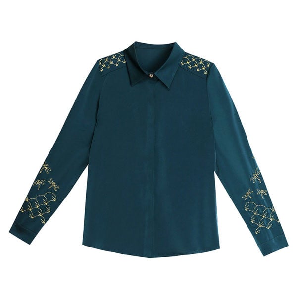 Moodne pikkade varrukatega tikandiga särk naistele