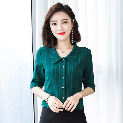 Modernūs moteriški marškiniai 3/4 arba ilgomis rankovėmis