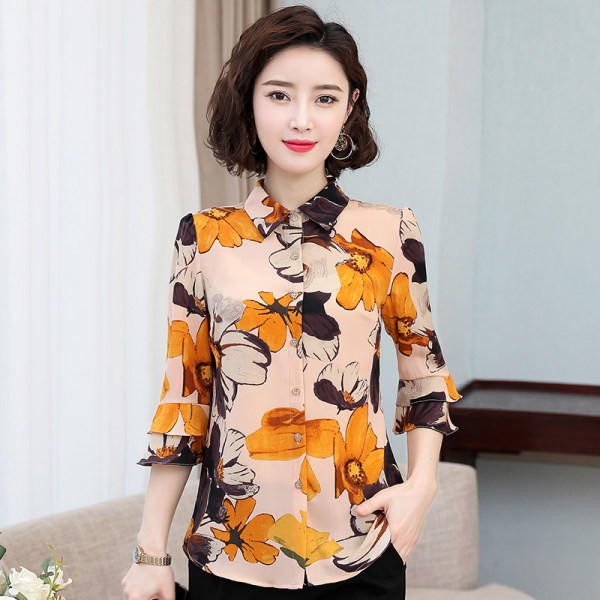 Női ing 3/4-es ujjal, virágos motívumokkal