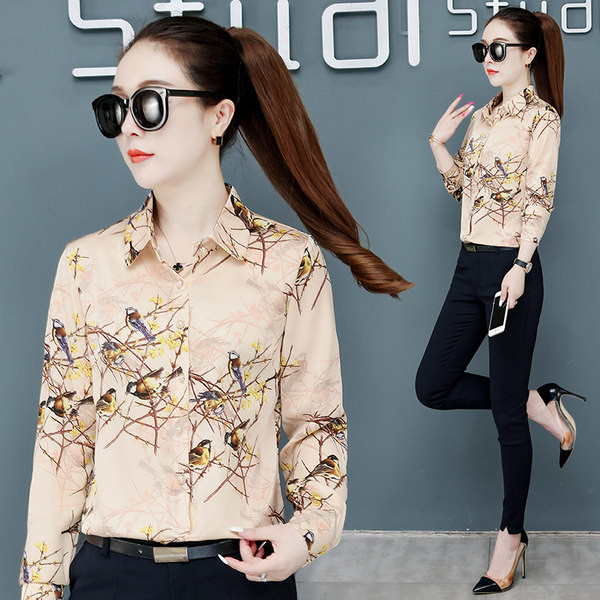 Naiste sügisene pikkade varrukatega kraesärk