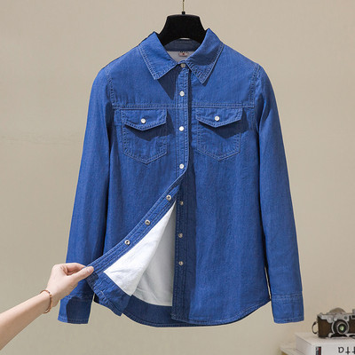 Sügis-talvine sooja voodriga teksasärk