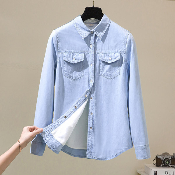 Sügis-talvine sooja voodriga teksasärk