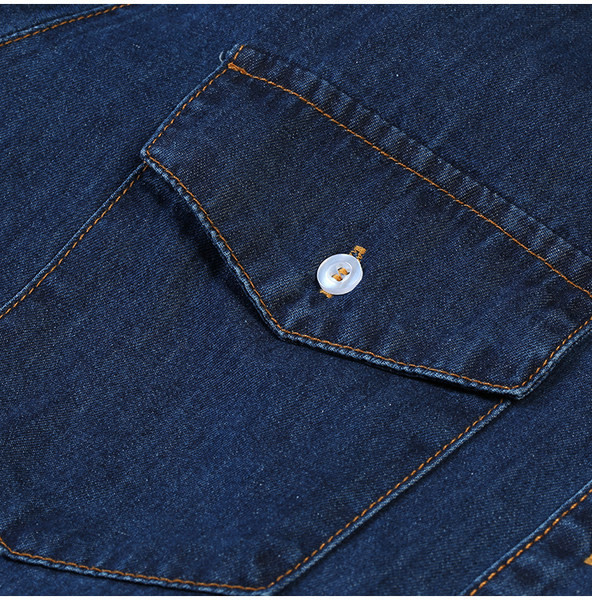 Naujo modelio džinsiniai marškiniai su kišene ir sagomis moterims