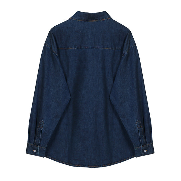 Naujo modelio džinsiniai marškiniai su kišene ir sagomis moterims