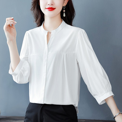 3/4 rankovių šifono laisvalaikio marškinėliai moterims