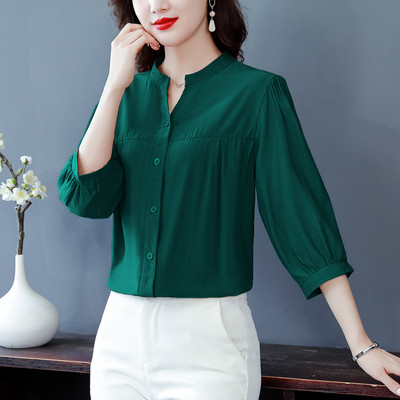 3/4 rankovių šifono laisvalaikio marškinėliai moterims