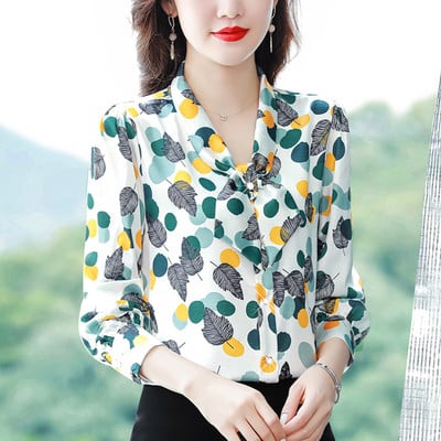 Naujo modelio moteriški marškiniai su raišteliais ir ilgomis rankovėmis