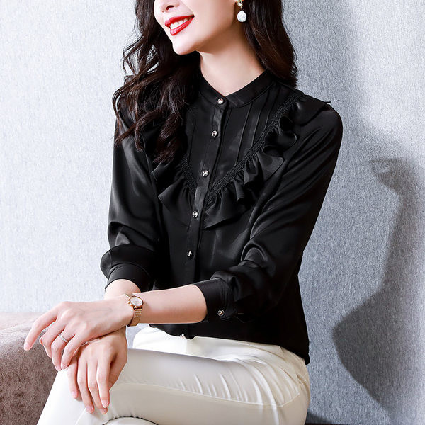 Egyszínű gombos női ing