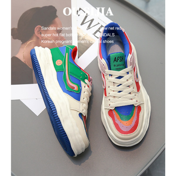 Tenisi de damă colorați cu șireturi