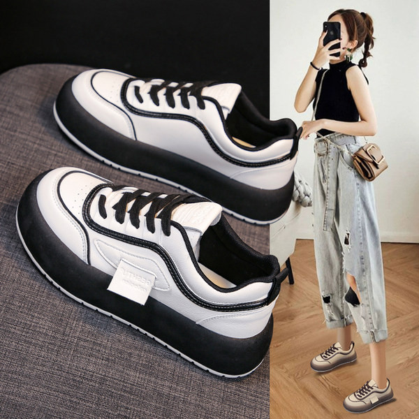 Lezser fűzős bőr tornacipő lapos talppal