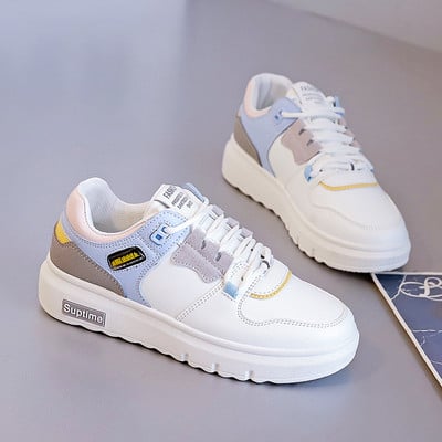 Γυναικεία δερμάτινα πάνινα παπούτσια με επίπεδη σόλα - δύο μοντέλα