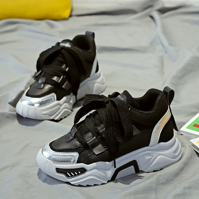 Adidași la modă din piele ecologică cu șireturi și logo