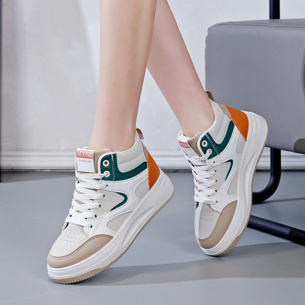 Tenisi de damă din piele ecologică, înalți, cu șireturi și inscripții