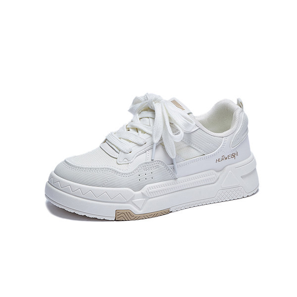 Öko bőrből készült női tornacipő fűzővel, magas talppal