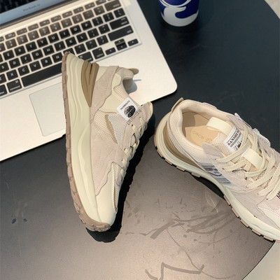 Női tornacipő eko bőrből és hálós anyagból szürke és bézs színben